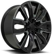 Factory Reproductions Replica GM Split-6 Spoke Replica Wheel Gloss Black Machined w/ Dark Clear Satin Black Inserts