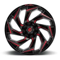 20x9 fuel off-road reaction gloss black milled w/ red tint d755 8x6.5/165 1mm
