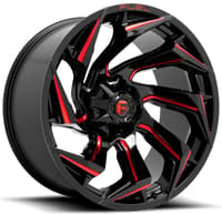 20x9 fuel off-road reaction gloss black milled w/ red tint d755 8x6.5/165 1mm