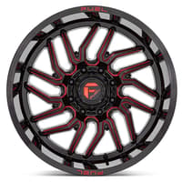 20x9 fuel off-road hurricane gloss black milled w/ red tint d808 8x180 1mm