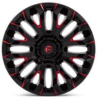 20x10 fuel off-road quake gloss black milled w/ red tint d829 8x180 -18mm