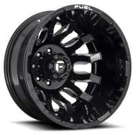 (full set - 6 wheels) 20 inch fuel off-road blitz gloss black milled dually d673 8x200 (fits up to 12.5" tires),20x8.25 fuel off-road blitz gloss black milled dually front d673 8x200 105mm 142.0 c.b.,20x8.25 fuel off-road blitz gloss black milled dually rear outer d673 8x200 -202mm 142.0 c.b.,20x8.25 fuel off-road d500 gloss black dually rear inner 8x200 115mm 142.0 c.b.,32 pc tall black spline lug nut kit + key (for 8 lug trucks)