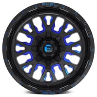 20x9 fuel off-road stroke gloss black w/ candy blue accents d645 5x5.5/139.7 5x150 20mm