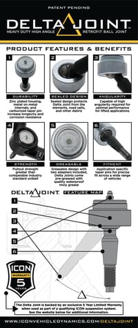 icon 07-16 gm 1500 tubular uca dj kit (small taper) 78600dj