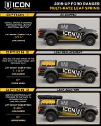 icon 19-21 ford ranger, 0-3.5" lift, stage 6 susp system, tubular uca al knuckle k93206ta