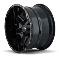 (clearance - no returns) 18x9 ion alloy 141 gloss black w/ milled spokes 8x6.5/165 18mm