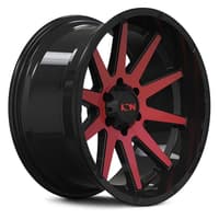 20x10 ion alloy 143 gloss black w/ red machined face 8x170 -19mm
