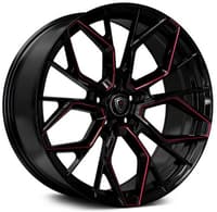 20x9 marquee m1004 gloss black w/ red milled 5x4.5/114.3 33mm