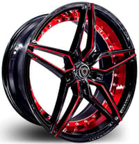 22x9 marquee m3259 gloss black w/ red milled & inner lip 5x4.5/114.3 35mm