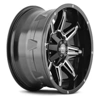 17x9 mayhem rampage 8090m gloss black w/ milled spokes 5x4.5/114.3 5x5/127 18mm