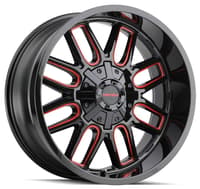 20x9 mayhem cogent 8107btr gloss black w/ prism red 6x135 6x5.5/139.7 0mm