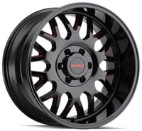 (clearance - no returns) 20x9 mayhem tripwire 8110btr gloss black milled w/ prism red 8x170 18mm