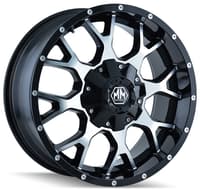 18x9 mayhem warrior 8015b gloss black w/ machined face 6x135 6x5.5/139.7 -12mm