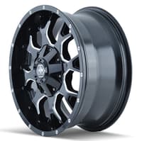 17x9 mayhem warrior 8015m gloss black w/ milled spokes 5x5/127 5x5.5/139.7 18mm