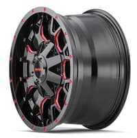 20x9 mayhem warrior 8015btr gloss black w/ prism red 6x135 6x5.5/139.7 0mm