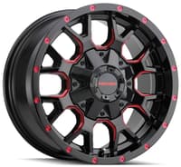 20x9 mayhem warrior 8015btr gloss black w/ prism red 6x135 6x5.5/139.7 0mm