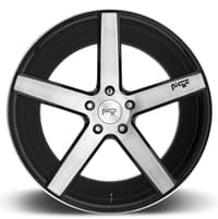 20x8.5 niche milan brushed w/ gloss black m124 5x112 34mm