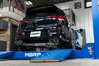 mbrp 2022 volkswagon golf r mk8 t304 stainless steel 3in cat-back, quad rear exit- carbon fiber tips s46133cf