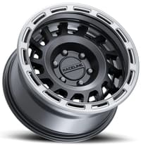 17x9 raceline 957bs halo satin black w/ silver ring 8x170 -12mm