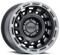 18x9 raceline 957bs halo satin black w/ silver ring 6x5.5/139.7 18mm