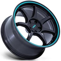19x8.5 rotiform lbpu gloss black w/ teal stripe rc208 5x100 35mm