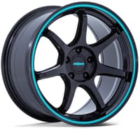 19x8.5 rotiform lbpu gloss black w/ teal stripe rc208 5x100 35mm