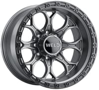 20x10 weld off-road ledge w107 satin gunmetal w/ satin black lip (8-lug) (rotary forged) 8x170 -18mm