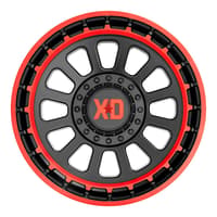 (clearance - no returns) 17x9 xd series xd856 omega satin black machined lip w/ red tint 6x135 6x5.5/139.7 18mm