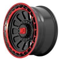 (clearance - no returns) 17x9 xd series xd856 omega satin black machined lip w/ red tint 6x135 6x5.5/139.7 18mm