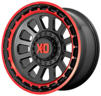 (clearance - no returns) 17x9 xd series xd856 omega satin black machined lip w/ red tint 6x135 6x5.5/139.7 18mm