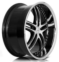 20x8.5 xix x15 gloss black machined w/ chrome stainless steel lip 5x4.5/114.3 40mm