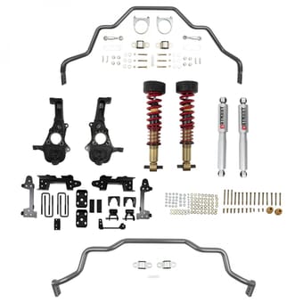 belltech lowering kit 19-21 gm silverado / sierra 1500 2wd all cabs - 2-5in fr / 6in r 1040hk - image
