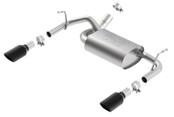 borla 12-14 jeep wrangler jk 2/4dr rr section atak single square rlld angle-cut black chrome exhaust 11860bc - image