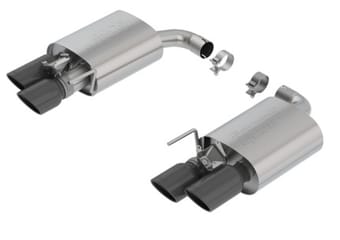 borla 18-19 ford mustang gt 5.0l at/mt 2.5in s-type axle back exhaust w/ valves - black chrome tips 11951bc - image