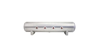 air lift 4 gal alum tank - (4) 1/4in face ports (2) 3/8in end ports & 1/4in drain - 30in l x 6in d 11957 - image