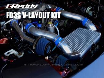 greddy mazda rx-7 fd3s ver. 2 t-19 v-mount intercooler 12040720 - image
