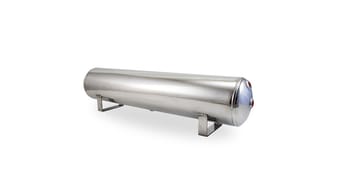 air lift 4 gal alum tank - (2) 1/4in (2) 3/8in end & 1/4in drain - 30in l x 6in d - polished 12955 - image