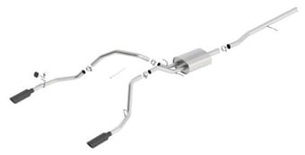 borla 14 silv/sierra 1500 c/b touring exh/2.75in in muff 2.25inout 4intip ss rear exit-black chrome 140535bc - image