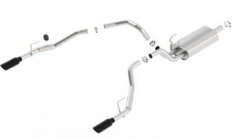 borla 09-17 ram 1500 5.7l v8 5in single tip black chrome cat-back touring exhaust through bumper 140552bc - image