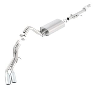 borla 15-16 cadillac escalade esv 6.2l auto trans dual round rolled truck side exit catback exhaust 140560 - image