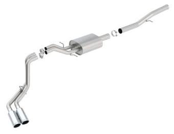 borla 14 silv/sierra 1500 ec std/cc short 143.5in wb s-type dual rolled side exit cat-back exhaust 140576 - image