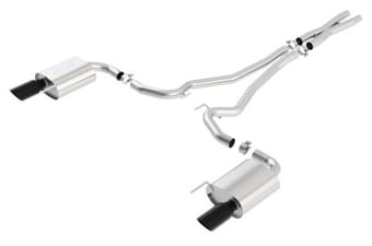 borla s-type cat-back 15-17 ford mustang gt 5.0l v8 mt/at 2.5in pipe 4in tip (black chrome) 140590bc - image