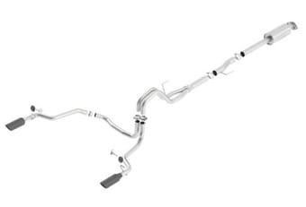 borla 15-16 ford f150 3.5l ecoboost ext. cab black chrome cb exht atak single split rear exit 140616bc - image