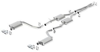 borla 15-16 dodge challenger r/t 5.7l dual rectangle angle cut dual split rear exit s-type exhaust 140627 - image