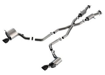 borla 15-21 jeep grand cherokee srt 6.4l v8 awd s-type cat-back exhaust system - black tips t-304ss 140632cb - image