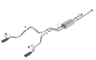 borla 14-18 toyota tundra 4.6l/5.7l v8 at 2&4wd crew max cat-back touring exhaust - black chrome tip 140638bc - image