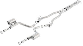 borla 15-16 dodge challenger hellcat 6.2l v8 atak w/ valve simulator cb exhaust factory valance 140648 - image