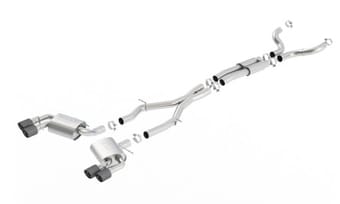borla 16-17 chevy camaro 6.2l 4in dual carbon fiber tips dual split exit s-type catback exhaust 140687cf - image