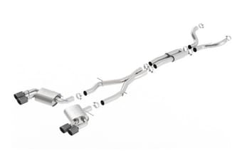borla 16-17 chevy camaro 6.2l 4in dual cf tips w/black core dual split exit atak catback exhaust 140688cfba - image