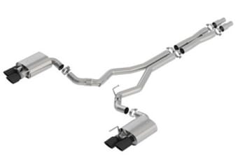 borla 2018 ford mustang gt 5.0l at/mt 3in atak catback exhaust black chrome tips w/ valves 140743bc - image